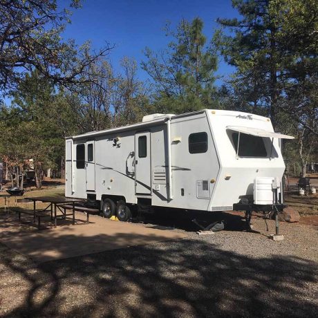 View of an RV site at Lassen RV Park Campground