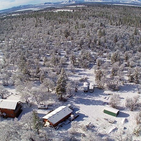 aerial view at Lassen RV Park Campground